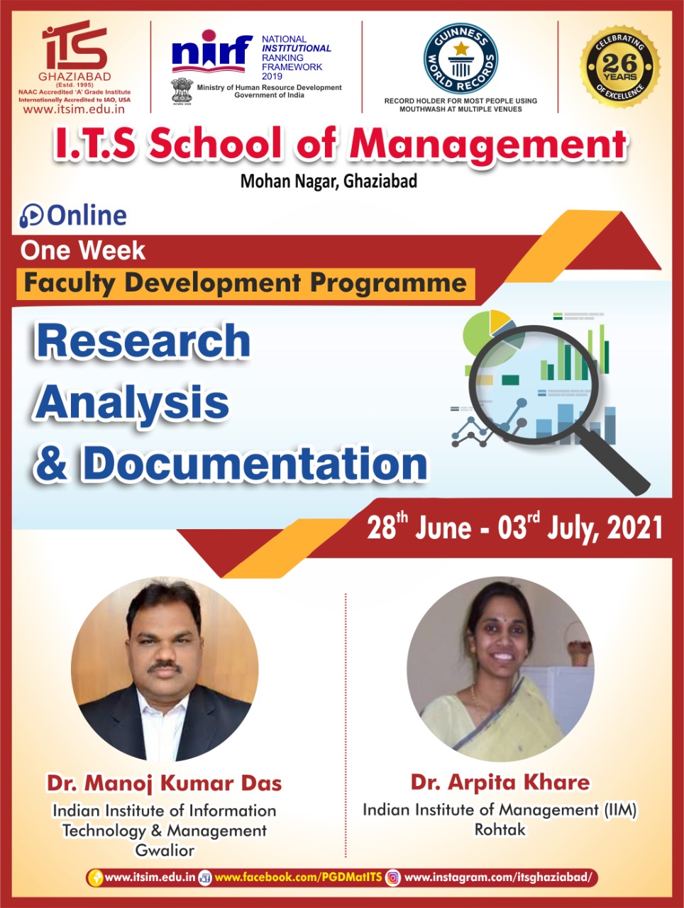 One Week, Online Faculty Development Programme (FDP) is being organised by I.T.S School of